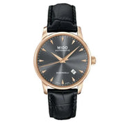 Orologio automatico da uomo con cassa oro rosa, quadrante antracite e cinturino pelle nero