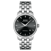 Orologio automatico da uomo con quadrante nero e bracciale in acciaio, 38 mm.