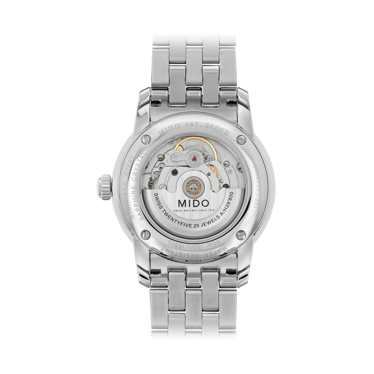 MIDO Baroncelli Automatico Uomo 38 mm Acciaio Quadrante Nero Vetro Zaffiro Antiriflesso Data Caliber 80 Bracciale Acciaio 50 m Swiss Made Ref. M8600.4.18.1