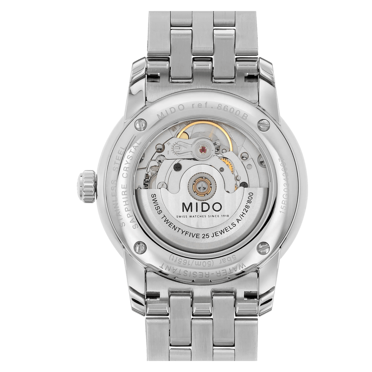 MIDO Baroncelli Tradition Automatico Uomo 38 mm Acciaio Quadrante Argento Numeri Romani Blu Vetro Zaffiro Antiriflesso Data Caliber 80 Bracciale Acciaio 50 m Swiss Made Ref. M8600.4.21.1 Oasi Watch