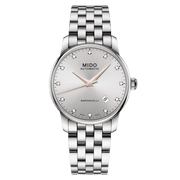 Orologio da uomo MIDO Baroncelli automatico in acciaio, quadrante chiaro con indici diamante