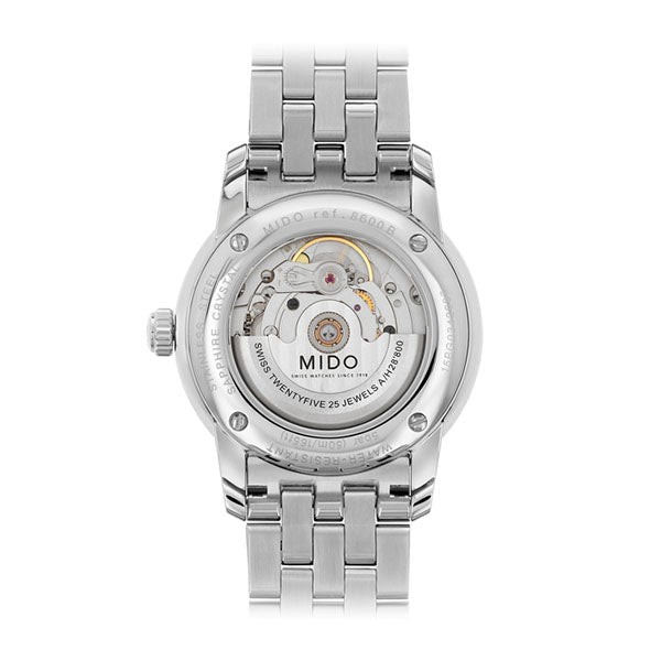 MIDO Baroncelli Tradition Automatico Uomo 38 mm Acciaio Quadrante Bianco Numeri Romani Vetro Zaffiro Antiriflesso Data Caliber 80 Bracciale Acciaio 50 m Swiss Made Ref. M8600.4.26.1 Oasi Watch