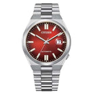Citizen Tsuyosa Automatico Uomo 40 mm Acciaio Quadrante Rosso Bordeaux Soleil Vetro Zaffiro Data Calibro 8210 Bracciale Acciaio 50 m Ref. NJ0150-56W