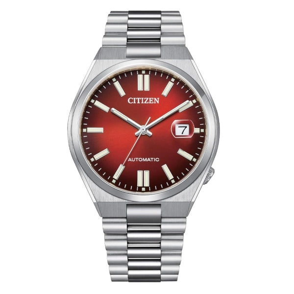 Citizen Tsuyosa Automatico Uomo 40 mm Acciaio Quadrante Rosso Bordeaux Soleil Vetro Zaffiro Data Calibro 8210 Bracciale Acciaio 50 m Ref. NJ0150-56W