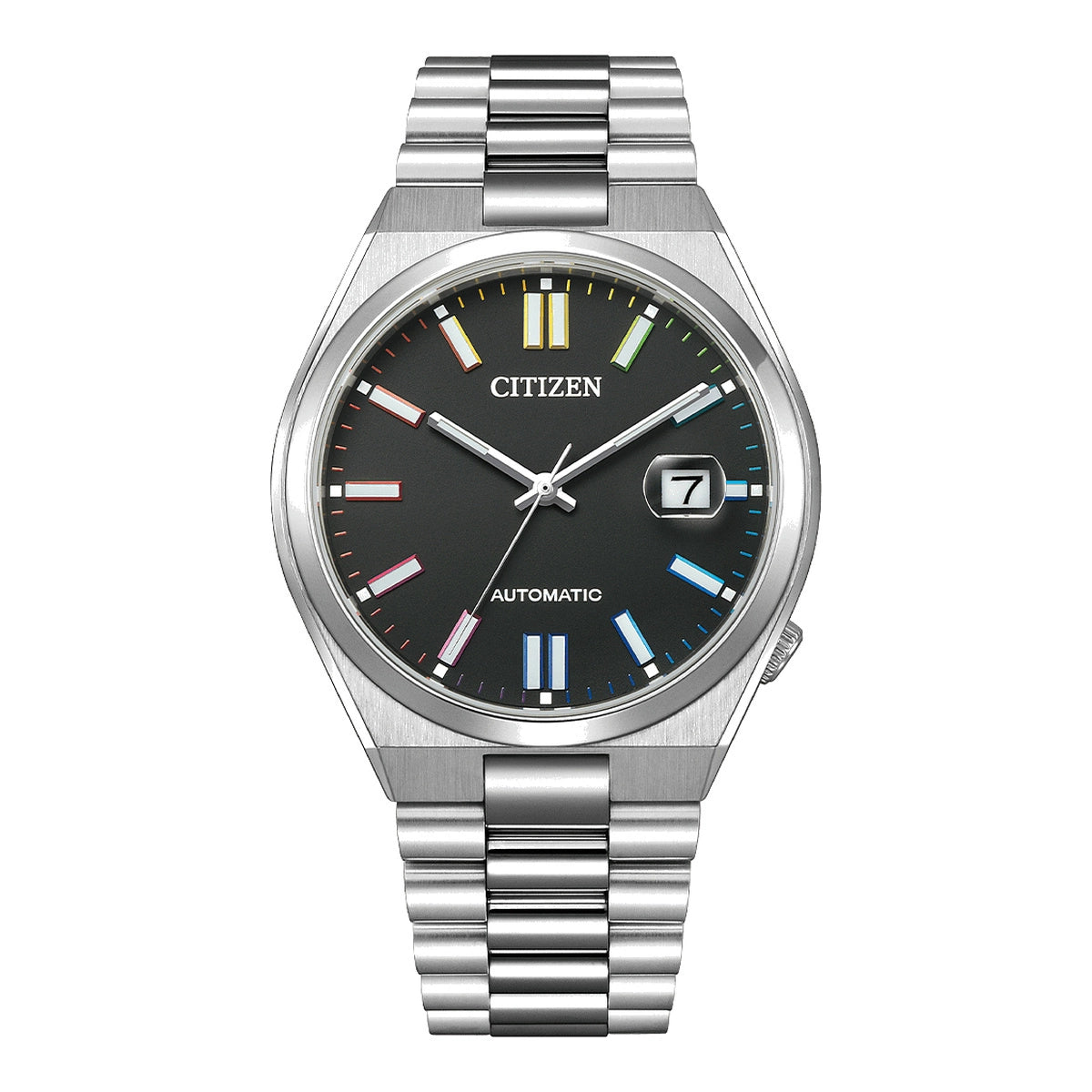 Citizen Tsuyosa Automatico Uomo 40 mm Acciaio Quadrante Nero Soleil Indici Rainbow Vetro Zaffiro Data Calibro 8210 Bracciale Acciaio 50 m Ref. NJ0151-53E