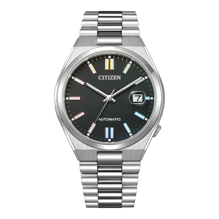 Citizen Tsuyosa Automatico Uomo 40 mm Acciaio Quadrante Nero Soleil Indici Rainbow Vetro Zaffiro Data Calibro 8210 Bracciale Acciaio 50 m Ref. NJ0151-53E