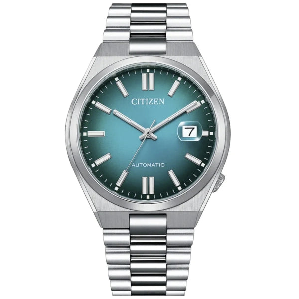 Citizen Tsuyosa Automatico Uomo 40 mm Acciaio Quadrante Verde Turchese Soleil Vetro Zaffiro Data Calibro 8210 Bracciale Acciaio 50 m Ref. NJ0151-88X