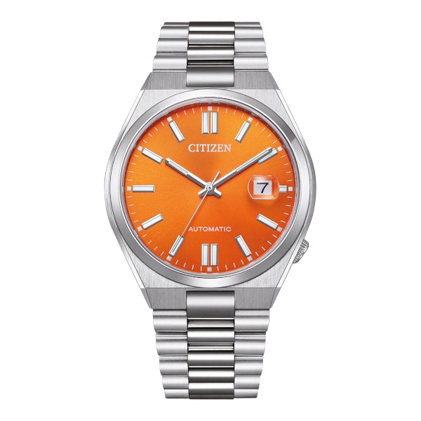 Citizen Tsuyosa Automatico Uomo 40 mm Acciaio Quadrante Arancione Soleil Vetro Zaffiro Data Calibro 8210 Bracciale Acciaio 50 m Ref. NJ0151-88Z Oasi Watch