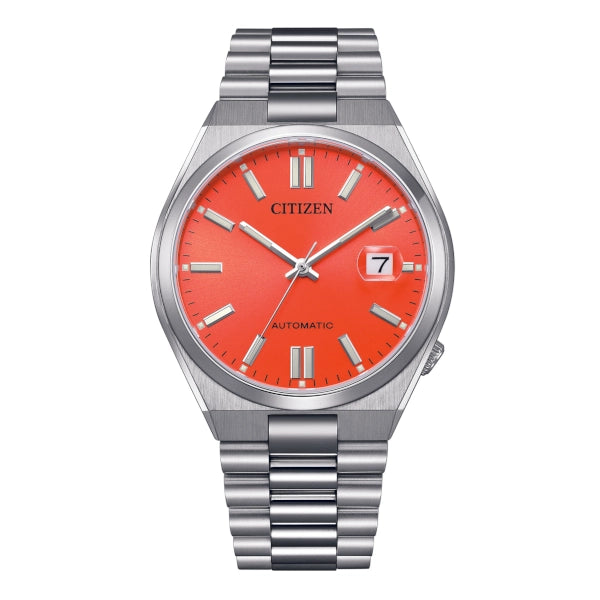 Citizen Tsuyosa x Pantone Blazing Red Limited Edition Automatico Uomo 40 mm Acciaio Quadrante Rosso Vetro Zaffiro Data Calibro 8210 Bracciale Acciaio 50 m Ref. NJ0158-89W