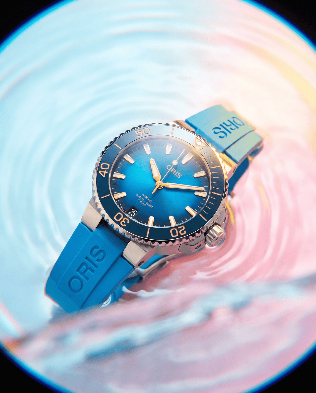 Oris Aquis Date Calibre 400 Automatic Blue Dial 41.5mm Rubber Strap Ref. 01 400 7769 4125-07 4 22 75FC Full Set Oris