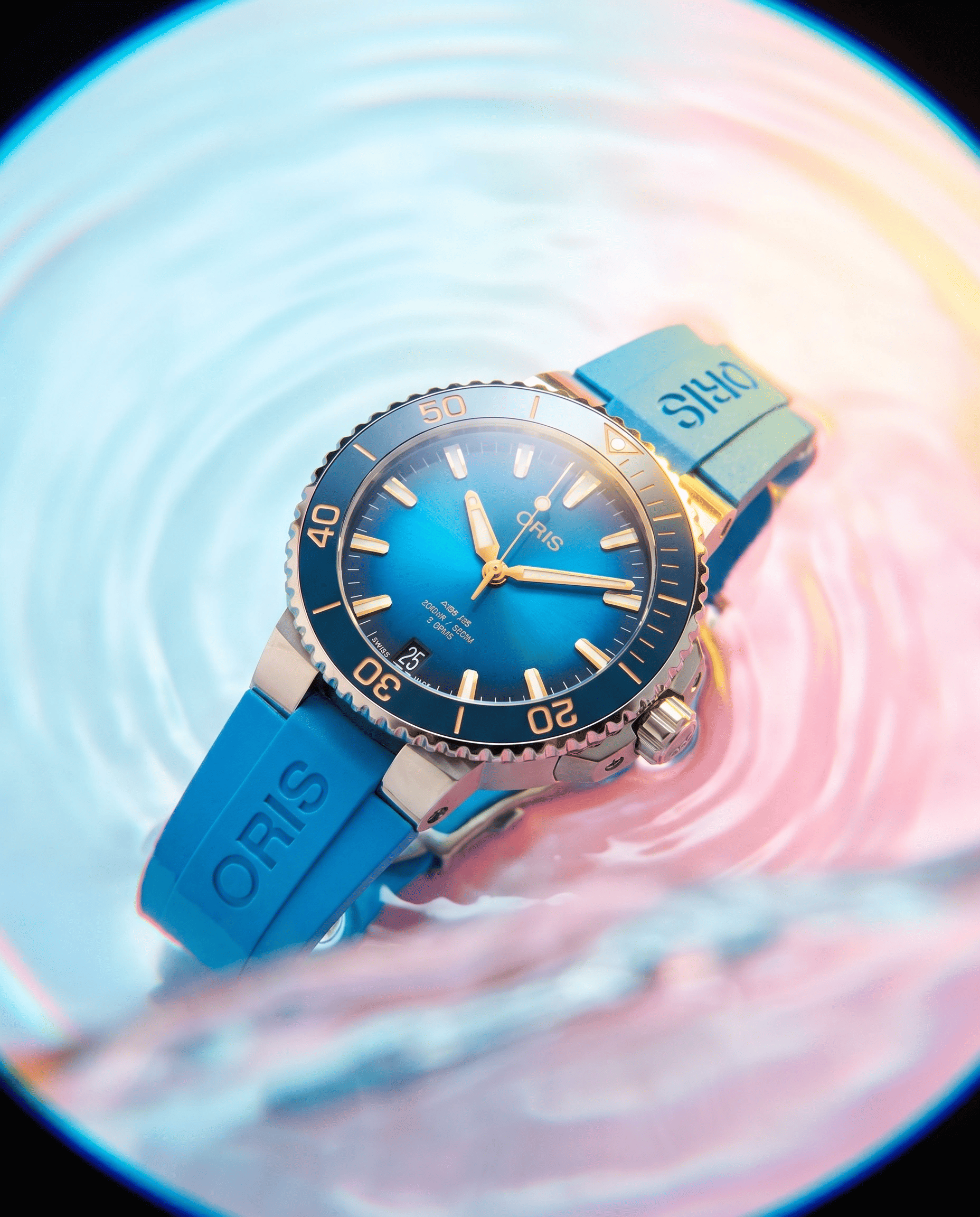 Oris Aquis Date Calibre 400 Automatic Blue Dial 41.5mm Rubber Strap Ref. 01 400 7769 4125-07 4 22 75FC Full Set Oris