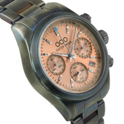 Orologio cronografo unisex con quadrante pesca vintage e cassa in acciaio spazzolato