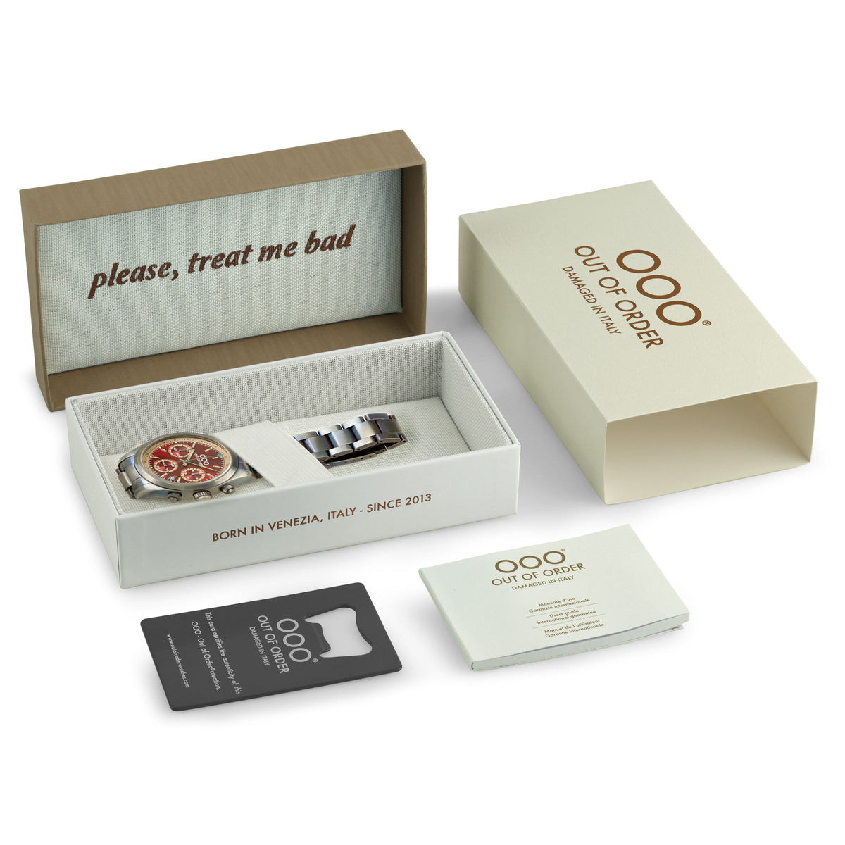 Orologio in confezione regalo con scatole e card, accessori e istruzioni