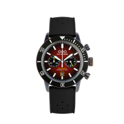 Orologio pilota da uomo con quadrante rosso, cinturino nero in silicone e cronografi