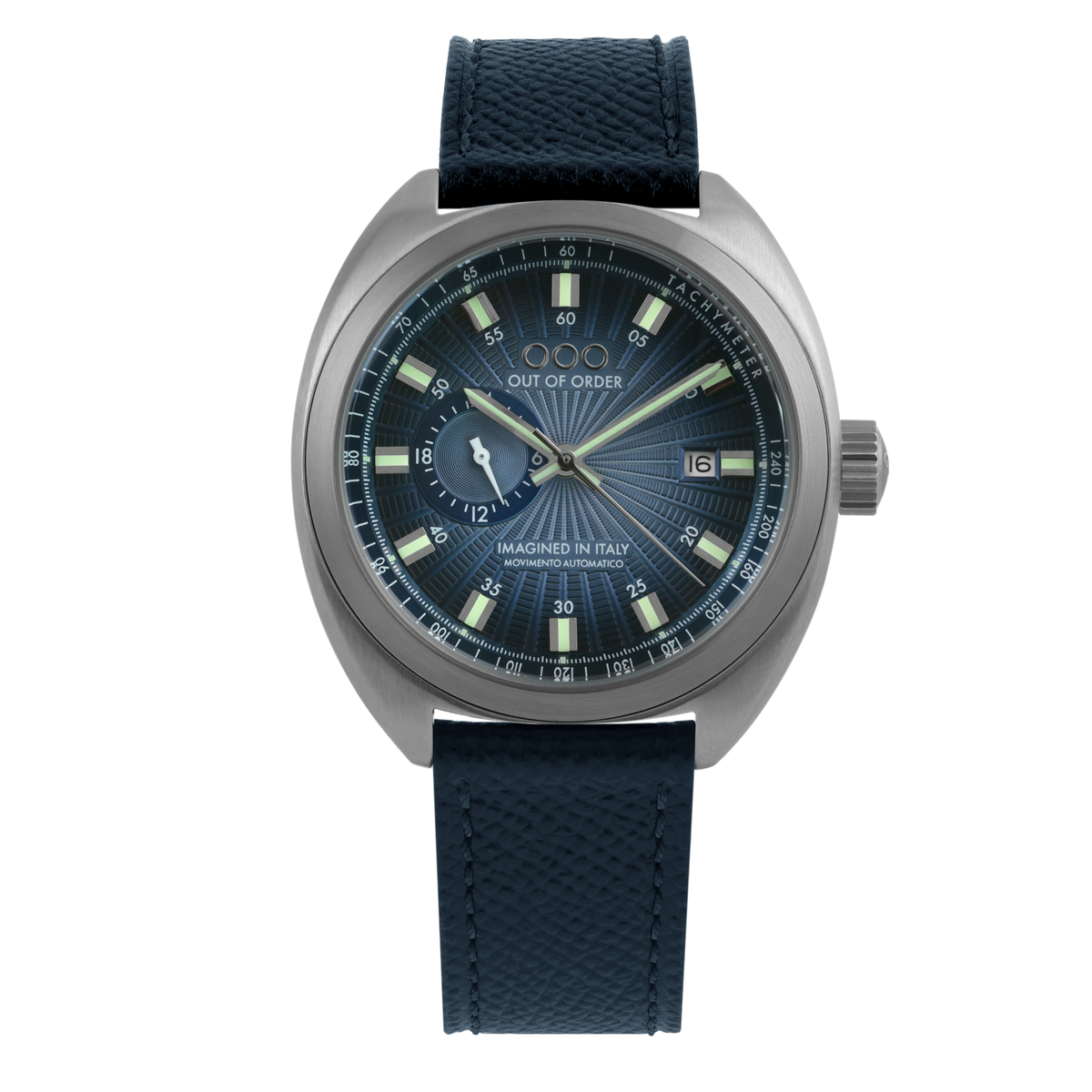 Out Of Order Torpedine Blue Sunray Automatico Unisex 42 mm Acciaio Vintage Quadrante Blu Soleil Miyota 8217 Vetro Bombato Pelle Italiana 100 m Ref. OOO.001-31.BL.BL