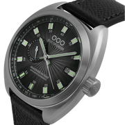 Orologio automatico unisex con quadrante nero e indici verdi luminosi.