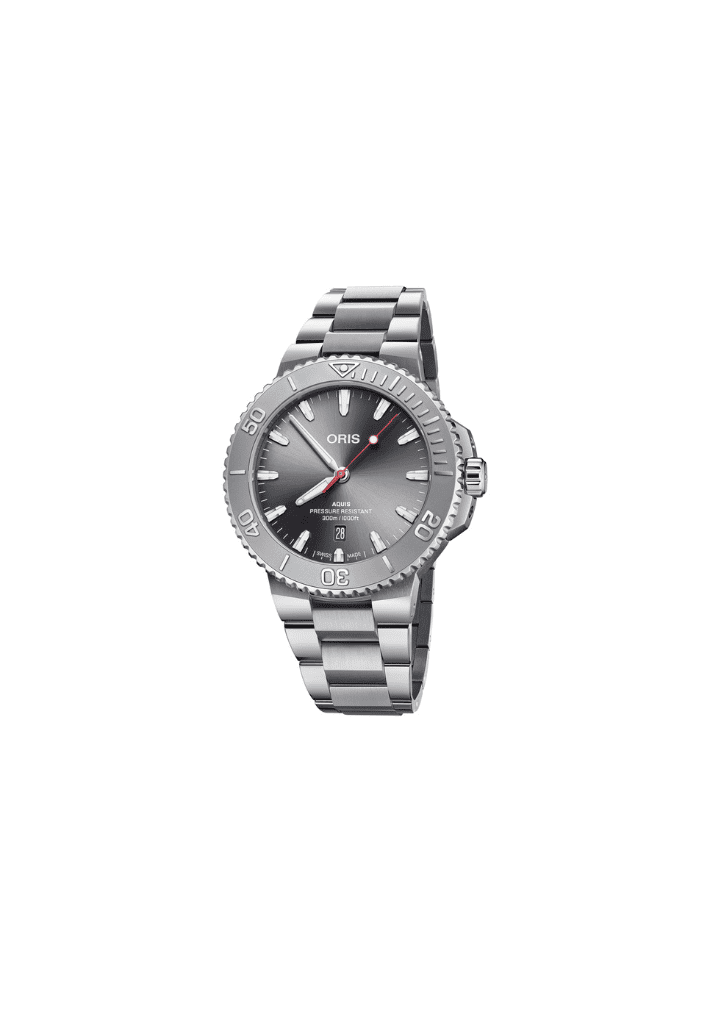 Orologio automatico Oris Aquis Date in acciaio con quadrante grigio e datario