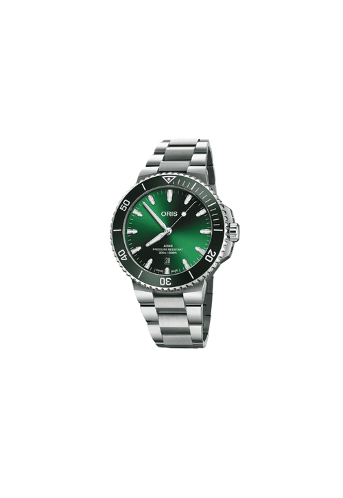 Orologio subacqueo automatico con quadrante verde e bracciale in acciaio