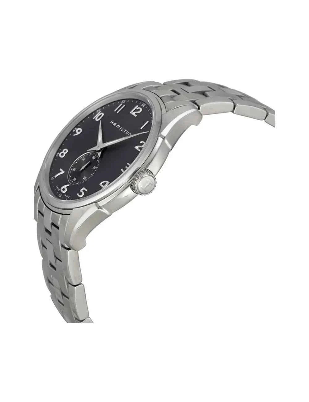 Orologio da polso in acciaio con quadrante nero e cinturino metallico