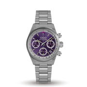 Orologio sportivo con quadrante viola e bracciale in acciaio maglia Oyster