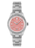 Orologio Oris con bracciale in acciaio, quadrante rosa e indicatori sul cinturino
