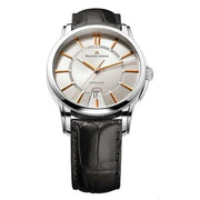 Orologio Maurice Lacroix con quadrante argento, cinturino in pelle nera e data