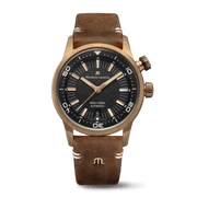 Orologio subacqueo Maurice Lacroix con quadrante nero e cinturino in gomma marrone