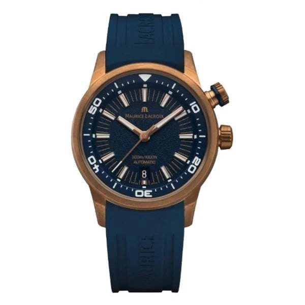 Maurice Lacroix Pontos S Diver Uomo 42mm Acciaio Quadrante Nero Automatico Calibro ML115 Vetro Zaffiro Lunetta Ceramica Diver Cinturino Pelle Marrone Data 600m Swiss Made Ref. PT6248-BRZ01-330-2 Oasi Watch