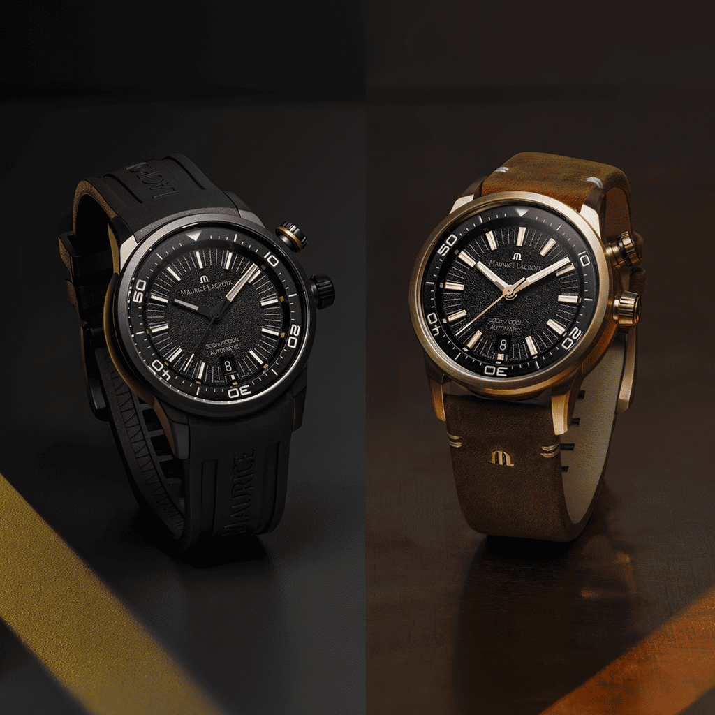 Maurice Lacroix Pontos S Diver Uomo 42mm Acciaio Quadrante Nero Automatico Calibro ML115 Vetro Zaffiro Lunetta Ceramica Diver Cinturino Pelle Marrone Data 600m Swiss Made Ref. PT6248-BRZ01-330-2 Oasi Watch