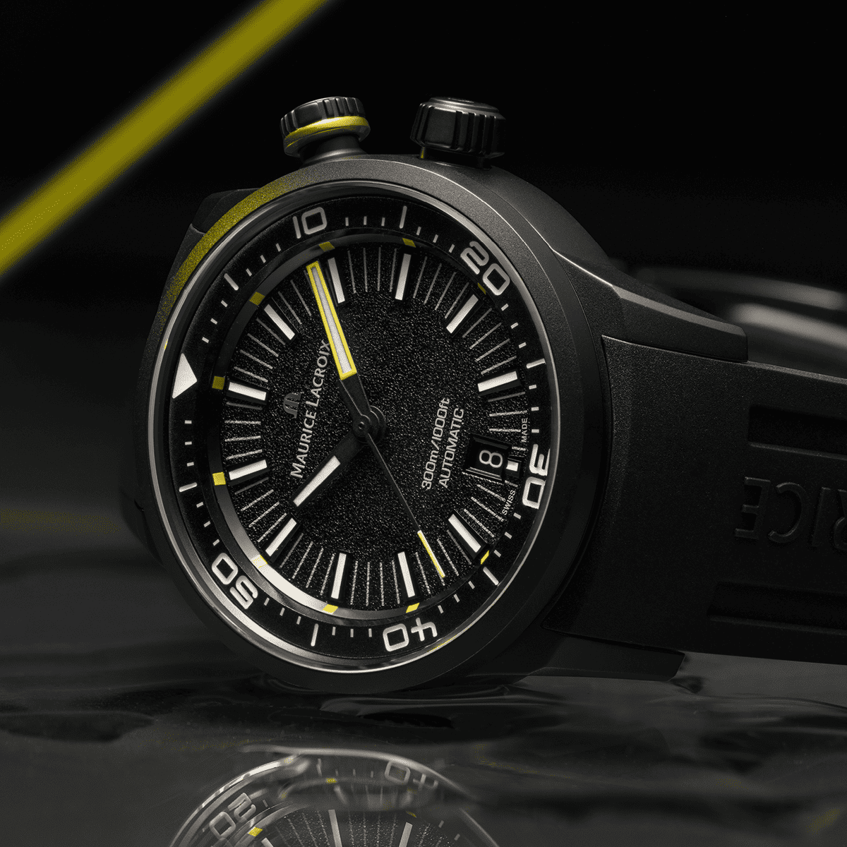 Maurice Lacroix Pontos S Diver Uomo 42mm Acciaio Quadrante Nero Automatico Calibro ML115 Vetro Zaffiro Lunetta Ceramica Diver Cinturino Pelle Marrone Data 600m Swiss Made Ref. PT6248-BRZ01-330-2 Oasi Watch