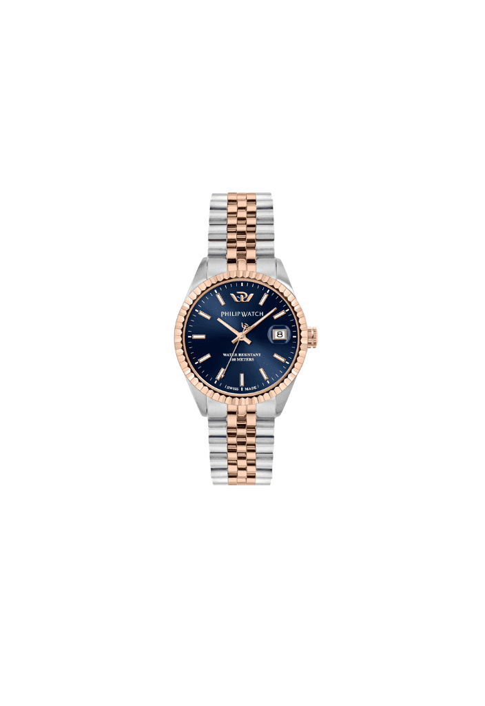 Orologio Philip Watch con quadrante blu e bracciale bicolore acciaio e rosé