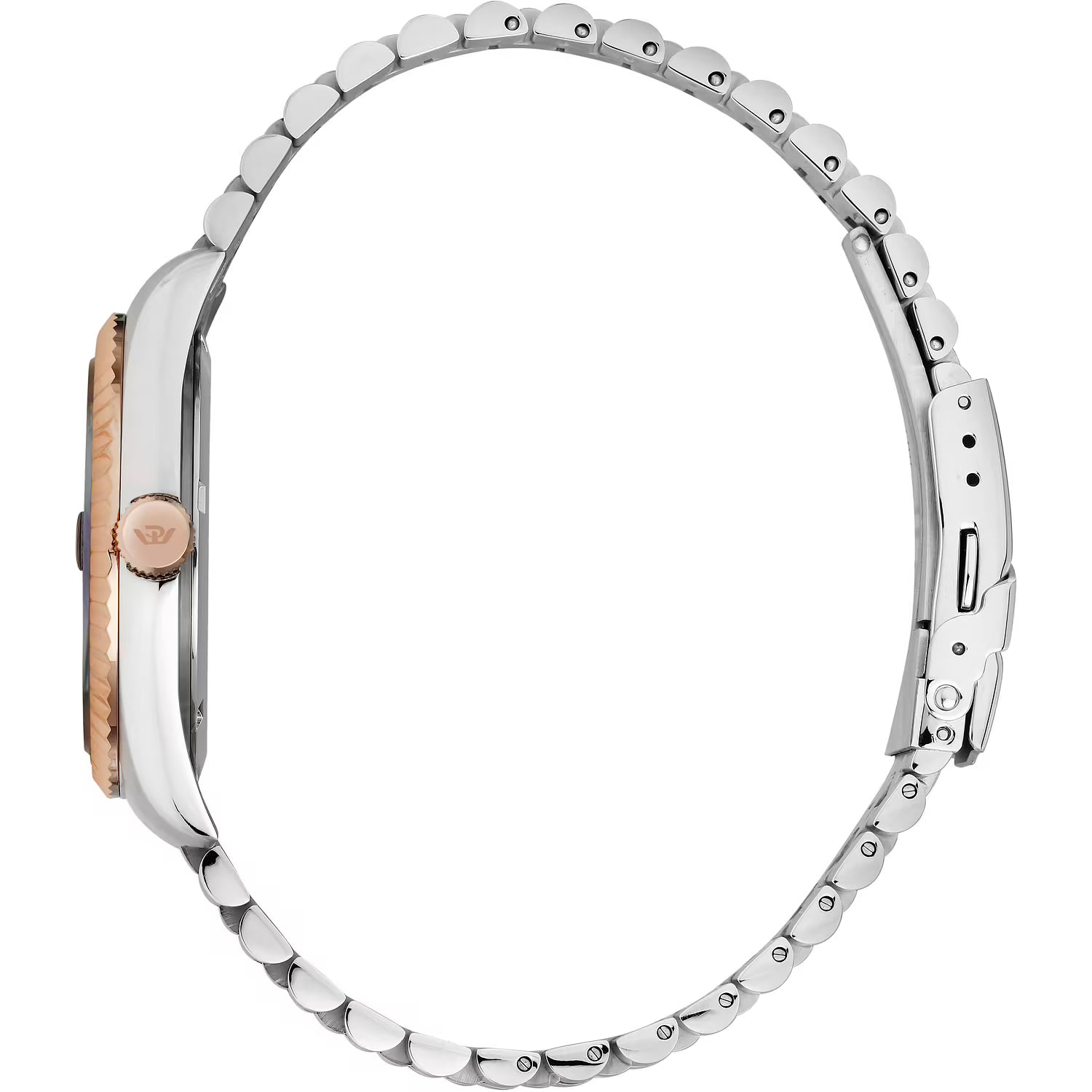Orologio bicolore acciaio/rose gold, cassa e lunetta laterale con bracciale a maglie