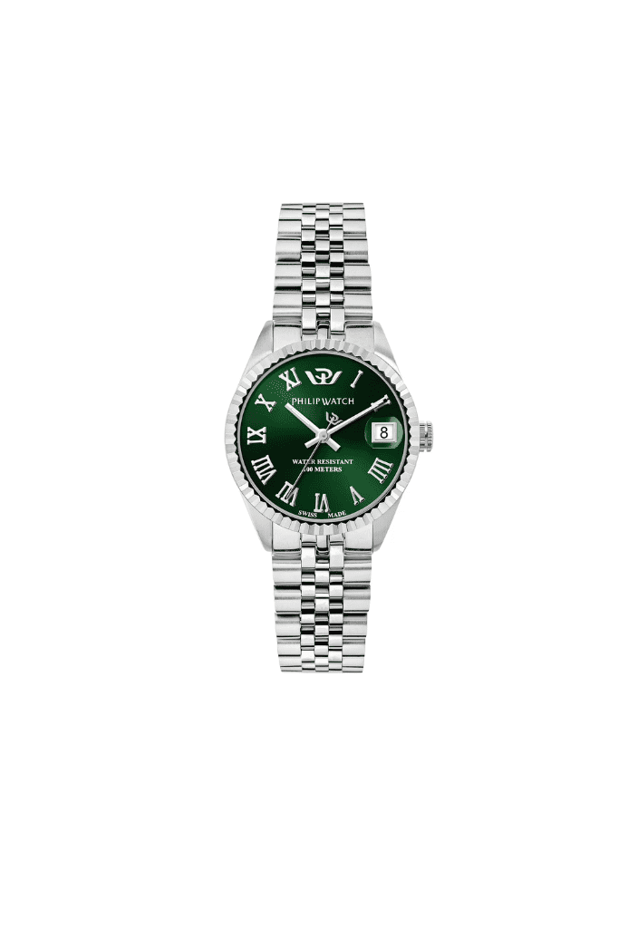 Orologio da polso Philip Watch in acciaio con quadrante verde e bracciale a maglie