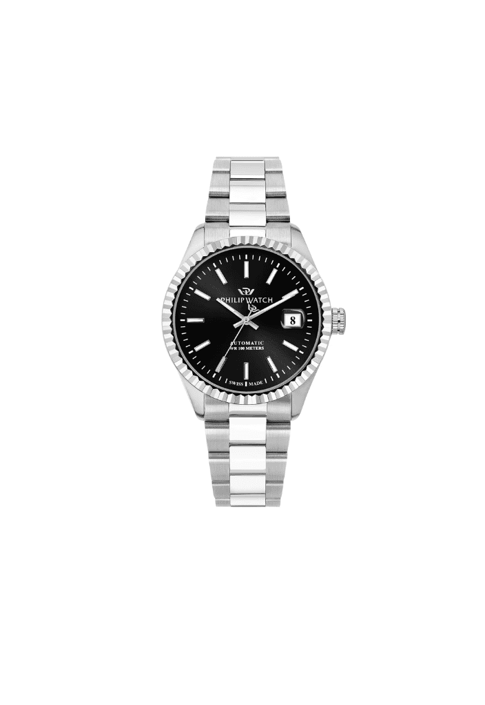 Orologio automatico Philip Watch Caribe con quadrante nero e bracciale in acciaio