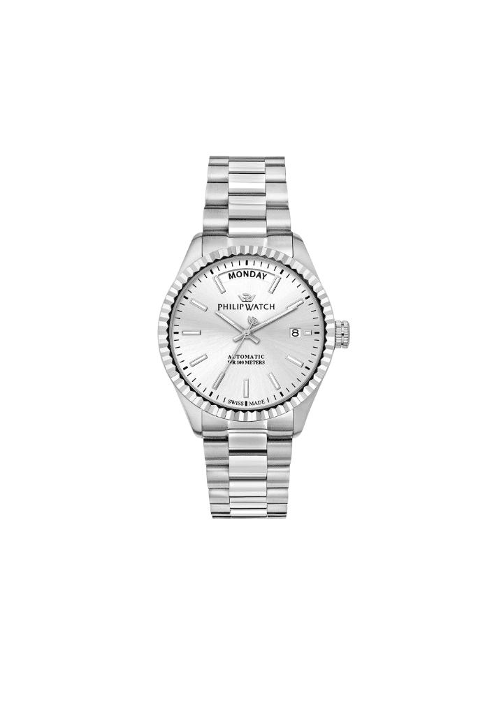 Orologio Philip Watch automatico Swiss Made, quadrante bianco, cassa e bracciale acciaio