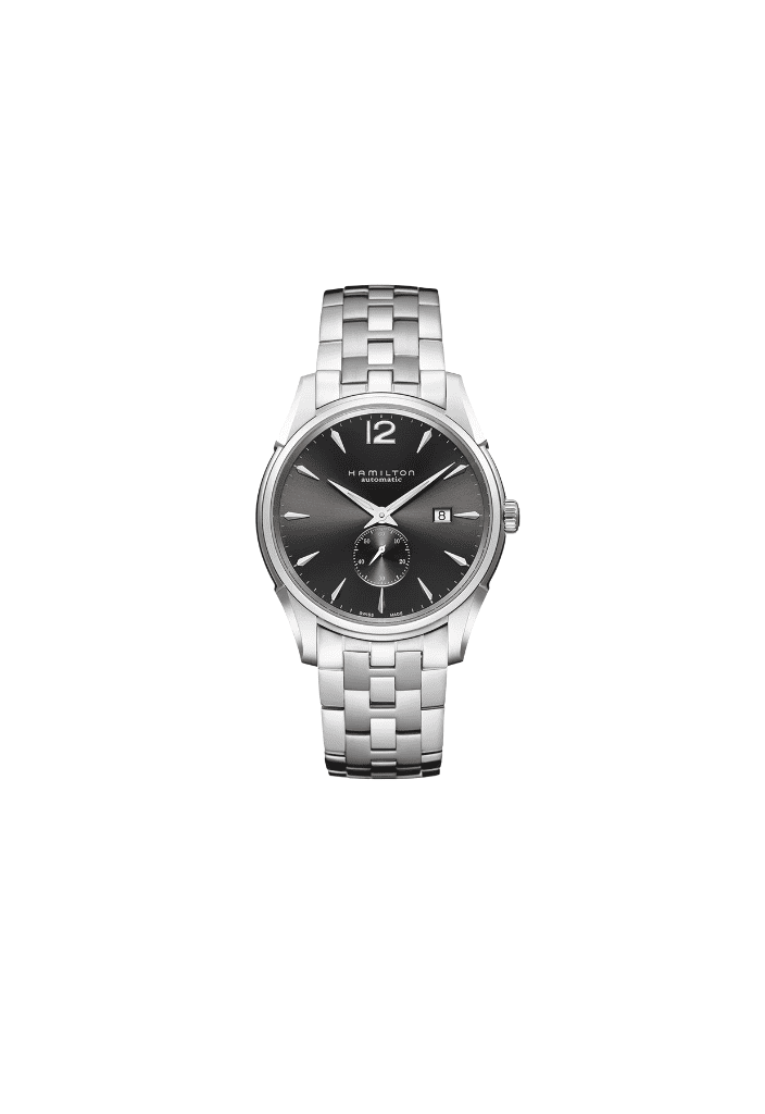Orologio automatico con quadrante nero e bracciale in acciaio, cassa circolare silver