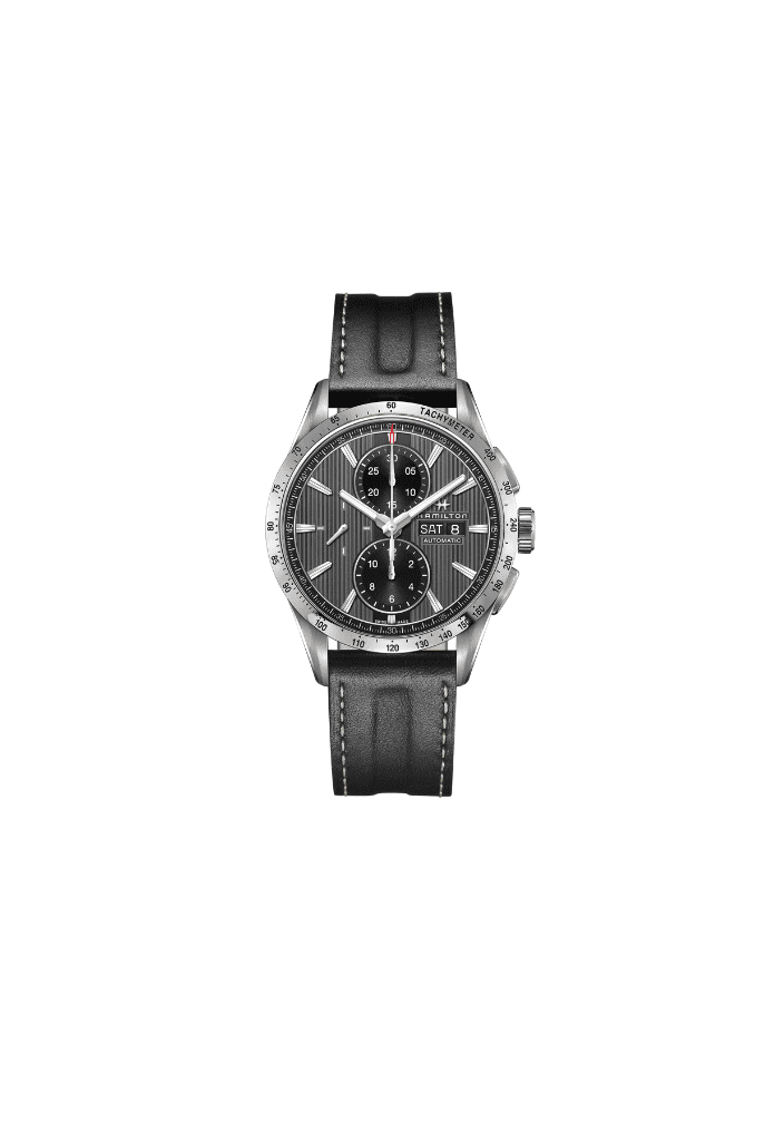 Orologio automatico con quadrante nero e cinturino in pelle marrone, cassa argento