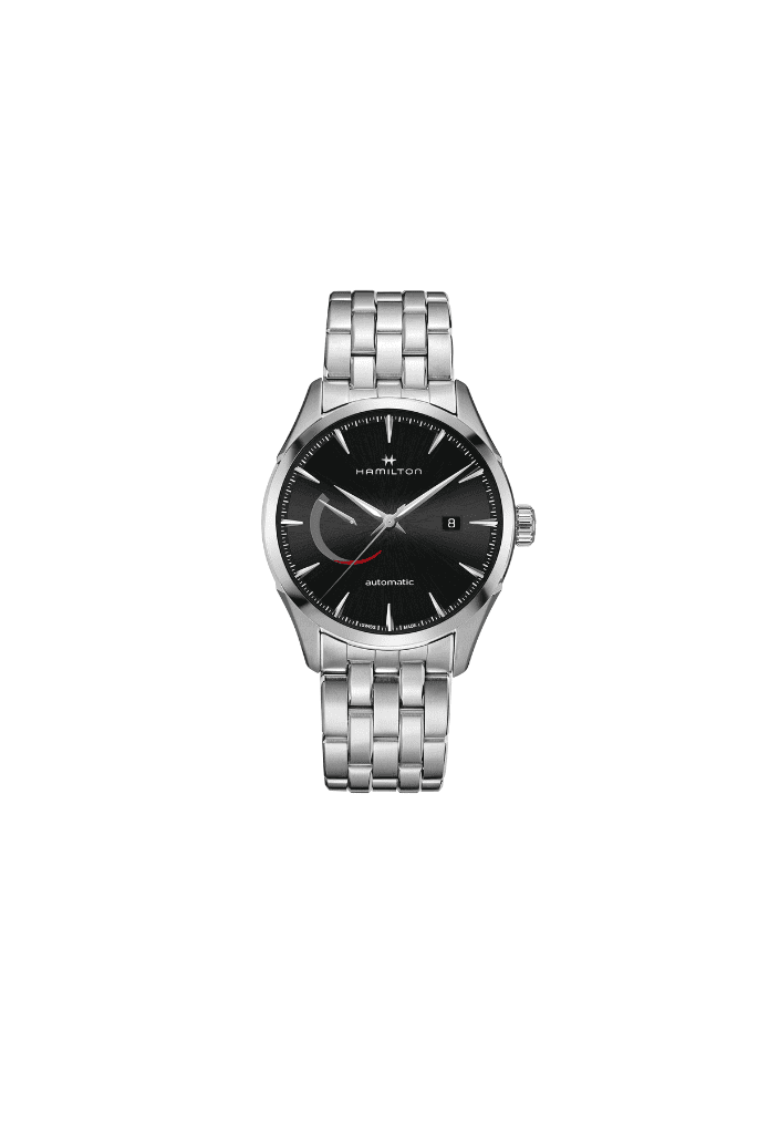 Orologio da polso Hamilton con quadrante nero e bracciale in acciaio, 42 mm