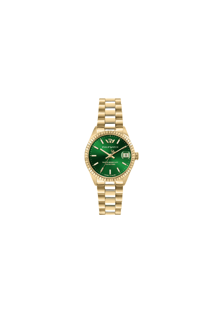 Orologio Philip Watch Donna con quadrante verde e bracciale in acciaio placcato oro