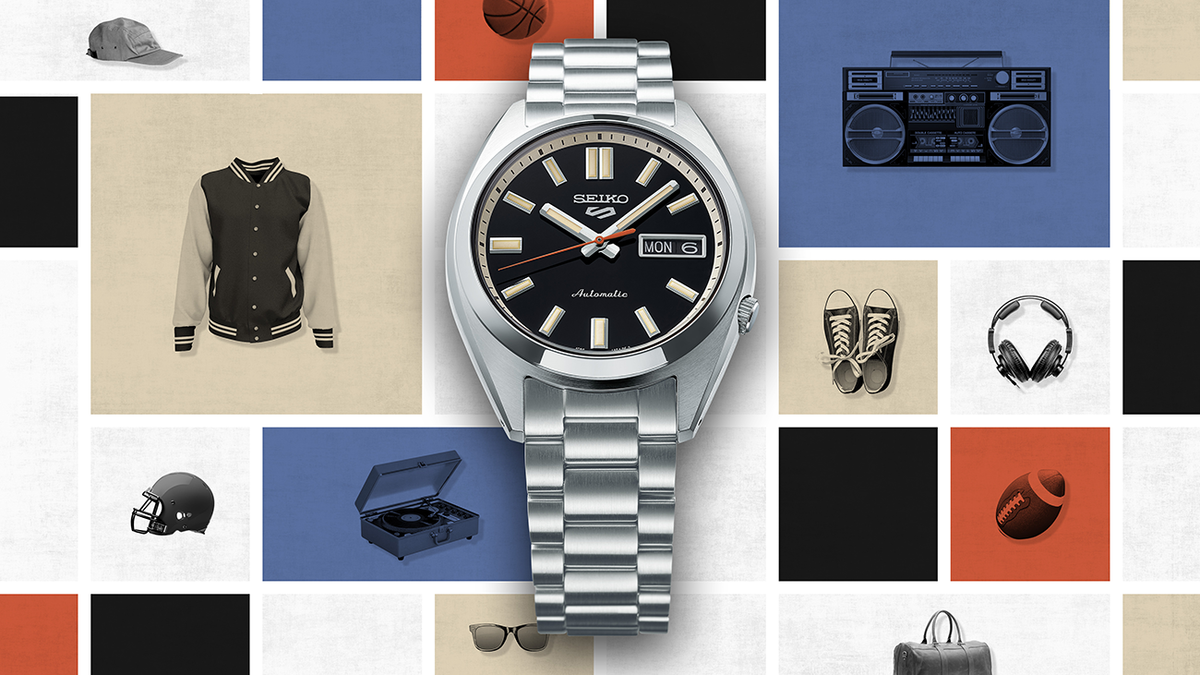 Seiko 5 Sports SNXS Automatico Uomo 37,4 mm Acciaio Quadrante Nero Lancetta Secondi Arancione Vetro Hardlex Curvo Giorno e Data Bracciale Acciaio 100 m Ref. SRPK89K1 Oasi Watch