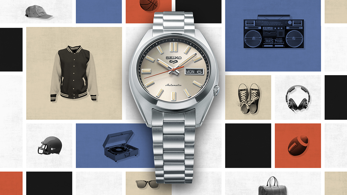 Seiko 5 Sports SNXS Automatico Uomo 37,4 mm Acciaio Quadrante Avorio Vetro Hardlex Curvo Giorno e Data Bracciale Acciaio 100 m Ref. SRPK91K1 Oasi Watch