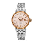 Seiko Presage Cocktail Time Pink Lady Automatico Donna 30,3 mm Acciaio Oro Rosa Quadrante Rosa 8 Diamanti Vetro Hardlex Box-Shaped Data Bracciale Acciaio 50 m Ref. SRE012J1