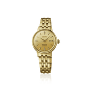 Orologio da donna Seiko Presage in acciaio oro giallo, quadrante dorato e cinturino maglie.