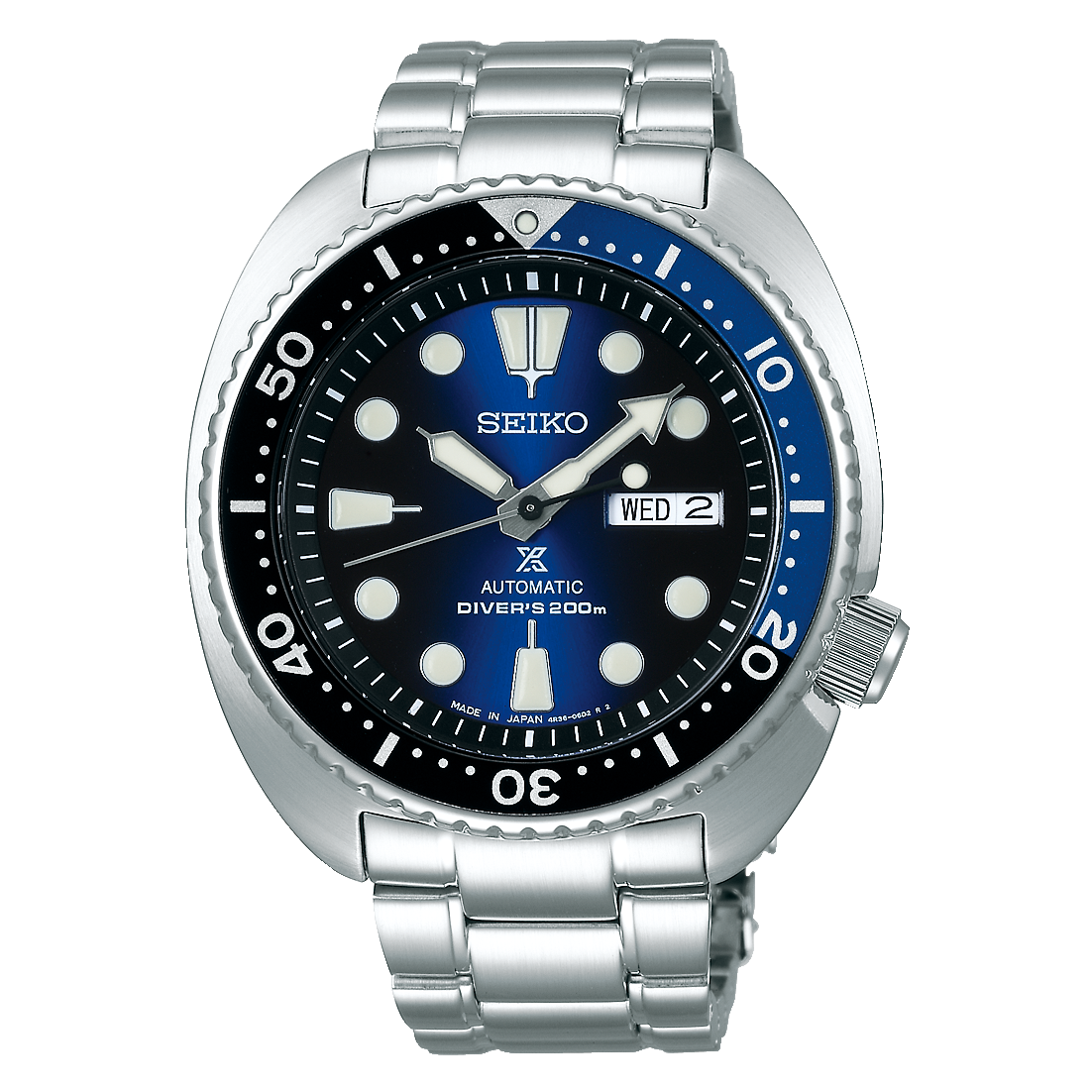 Seiko Prospex Sea Turtle Diver Automatico Uomo 45 mm Acciaio Quadrante Blu Lunetta Girevole Unidirezionale Vetro Hardlex Giorno e Data Bracciale Acciaio Diver's 200 m Made in Japan Ref. SRPC25J1
