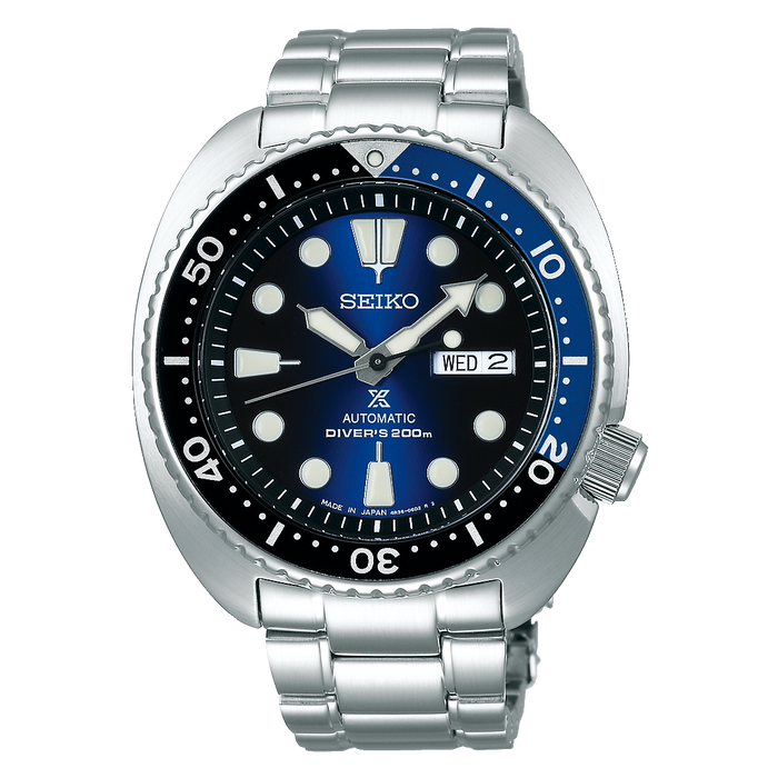 Seiko Prospex Sea Turtle Diver Automatico Uomo 45 mm Acciaio Quadrante Blu Lunetta Girevole Unidirezionale Vetro Hardlex Giorno e Data Bracciale Acciaio Diver's 200 m Made in Japan Ref. SRPC25J1
