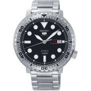 Orologio Seiko uomo in acciaio, quadrante nero con giorno-data e cinturino a maglie