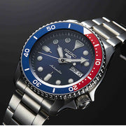 Orologio automatico Seiko 5 Sports con lunetta Pepsi blu-rossa e quadrante blu MON 6