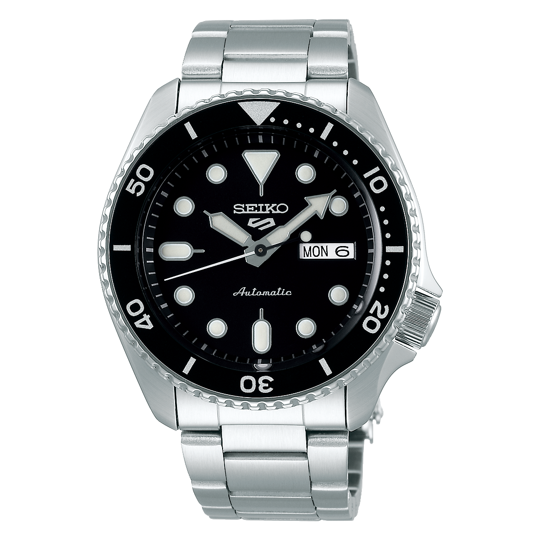Seiko 5 Sports SKX Automatico Uomo 42,5 mm Acciaio Quadrante Nero Lunetta Girevole Unidirezionale Nera Vetro Hardlex Giorno e Data Bracciale Acciaio 100 m Ref. SRPD55K1 Oasi Watch