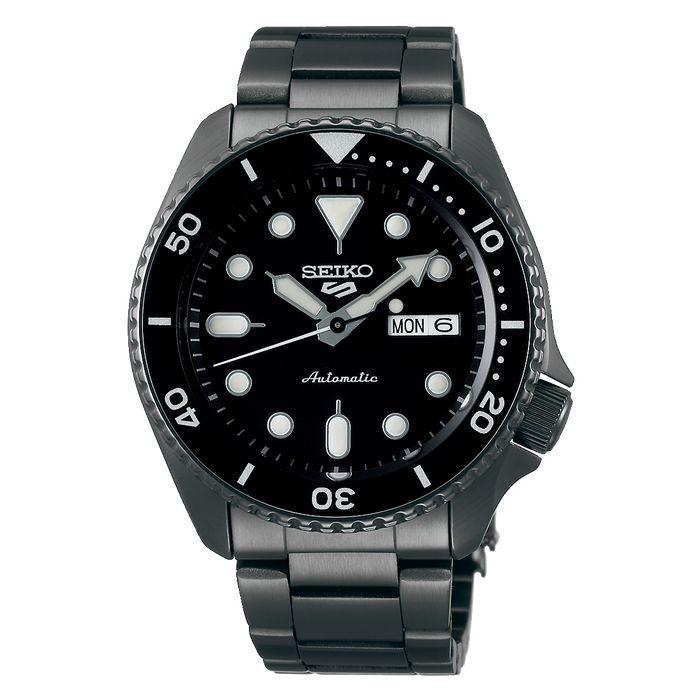 Seiko 5 Sports SKX Automatico Uomo 42,5 mm Acciaio Rivestimento Nero Quadrante Nero Lunetta Girevole Nera Vetro Hardlex Giorno e Data Bracciale Acciaio Nero 100 m Ref. SRPD65K1