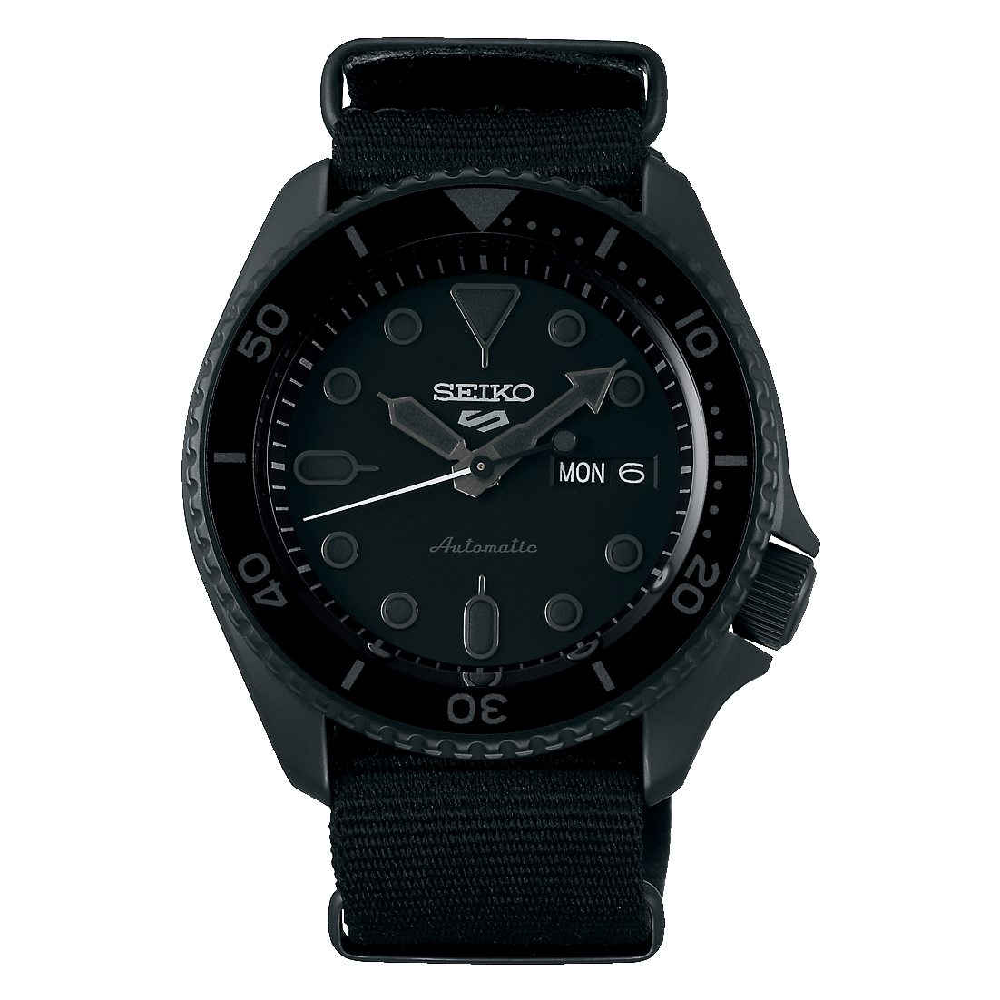 Seiko 5 Sports SKX Automatico Uomo 42,5 mm Acciaio Nero Quadrante Nero Lunetta Girevole Unidirezionale Nera Vetro Hardlex Day-Date Cinturino NATO Nylon Nero 100 m Ref. SRPD79K1 Oasi Watch